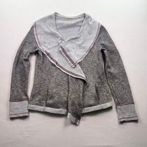 Hem & Thread Asymmetrical Knit Jacket Gray Size S